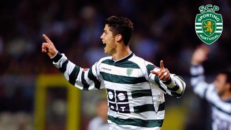 Cristiano Ronaldo con la maglia dello Sporting Lisbona