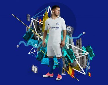 Hazard con la divisa da trasferta del Chelsea