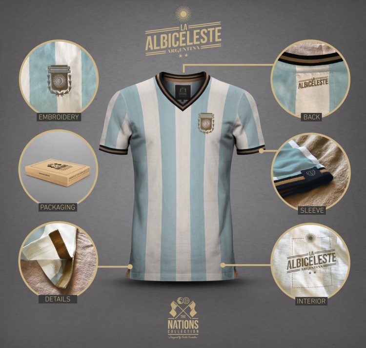 Dettagli maglia Argentina Vintage Football Town