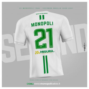 Seconda maglia Monopoli 2020-21 bianca retro
