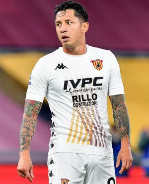 Lapadula maglia Benevento bianca trasferta