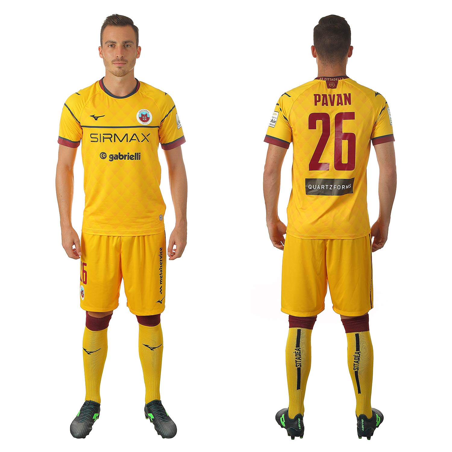 Kit Cittadella away giallo Mizuno