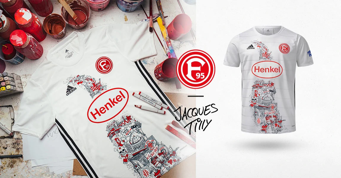 La maglia del Fortuna Dusseldorf disegnata da Jacques Tilly