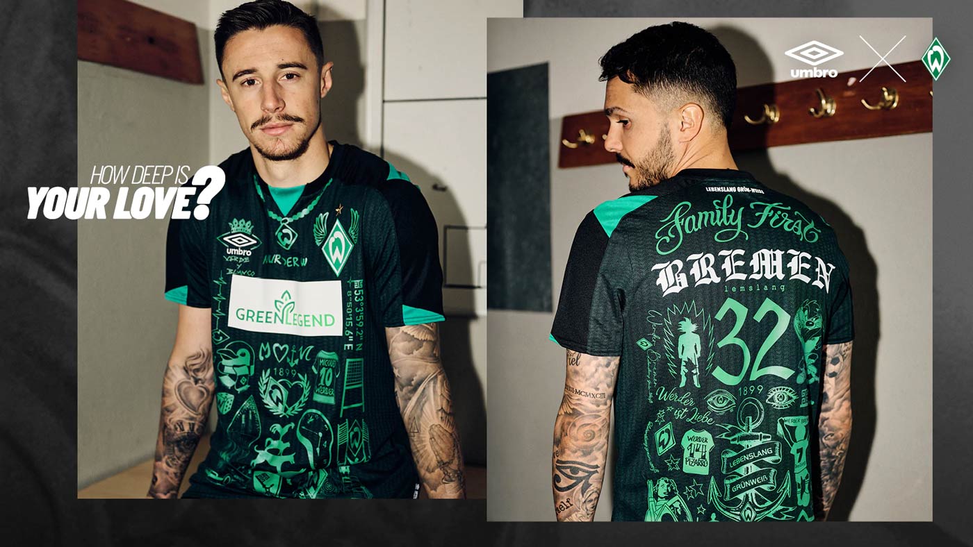 La speciale maglia del Werder Brema con i tatuaggi