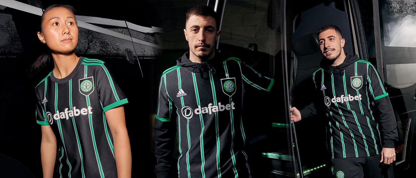 La seconda maglia del Celtic 2022-2023 gessata