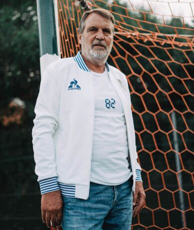 Tardelli con la speciale felpa Le Coq Sportif Italia