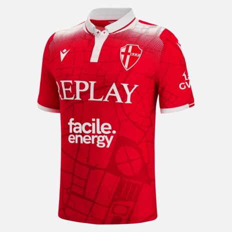 Padova maglia rossa away con la mappa della città