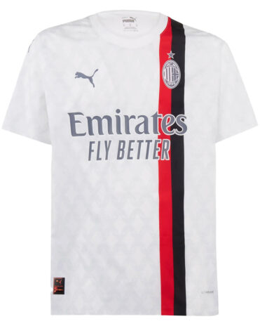 Seconda maglia milan 2023-2024 bianca con fascia rossonera