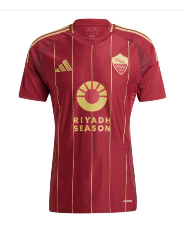 Maglia Roma 2024-2025 adidas rossa con righe dorate